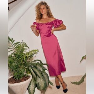 Abercrombie Taffeta Off-The-Shoulder Midi Dress